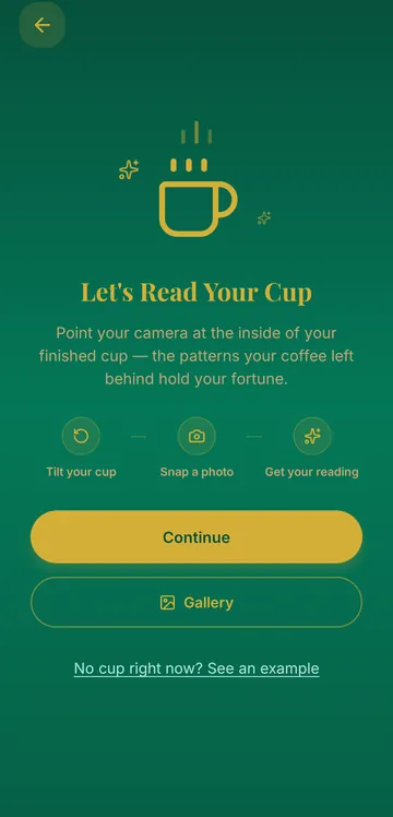 Telve's camera screen: Let's read your cup