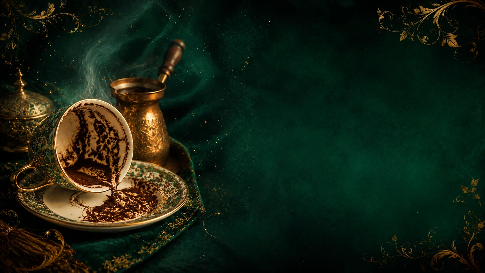 Turkish coffee fortune cup with grounds