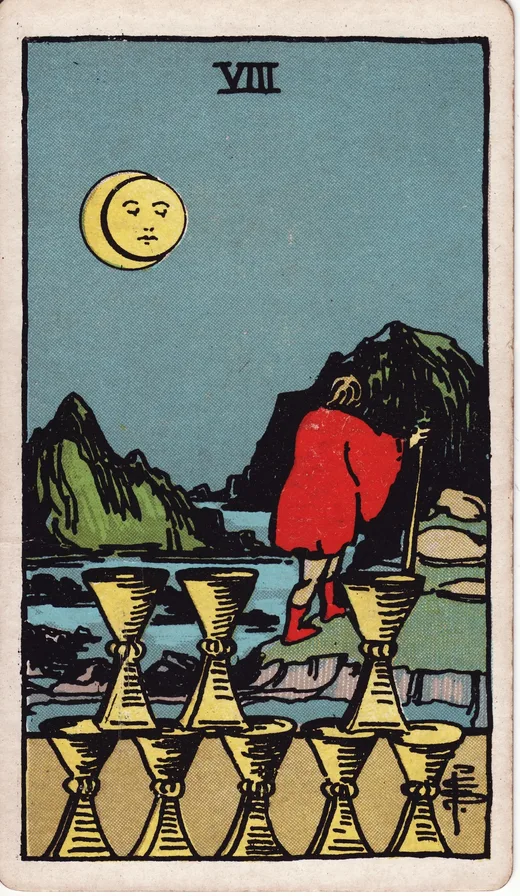 Eight of Cups tarot card (Rider-Waite-Smith)