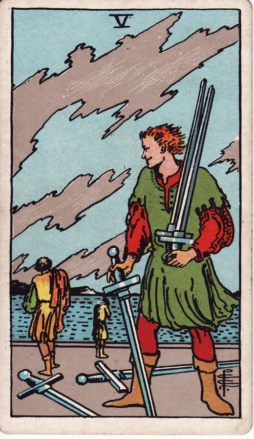 Five of Swords tarot card (Rider-Waite-Smith)