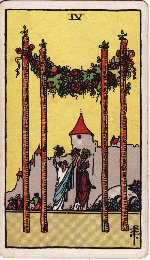Four of Wands tarot card (Rider-Waite-Smith)