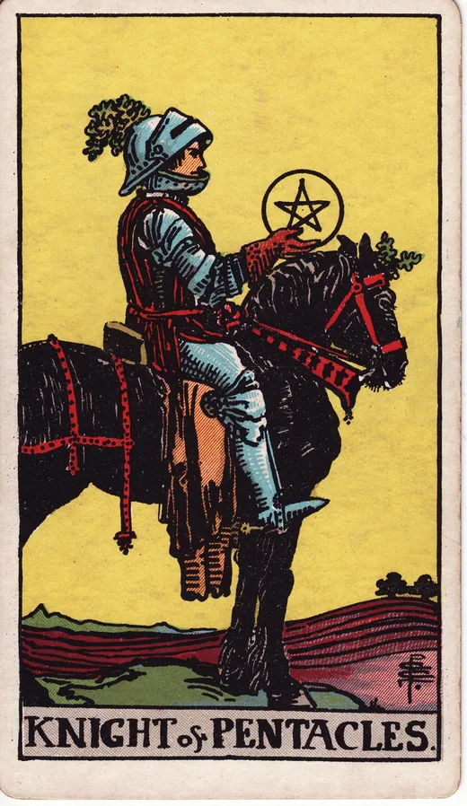 Knight of Pentacles tarot card (Rider-Waite-Smith)