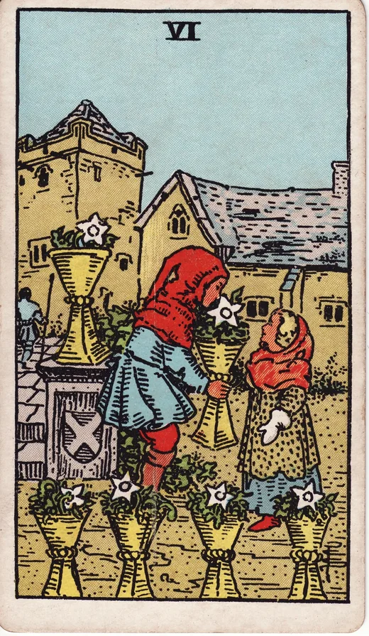 Six of Cups tarot card (Rider-Waite-Smith)