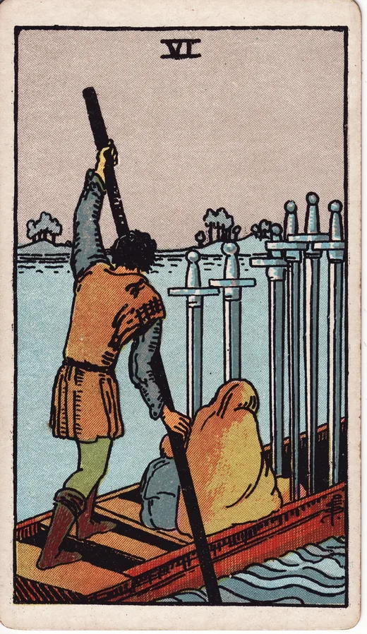 Six of Swords tarot card (Rider-Waite-Smith)