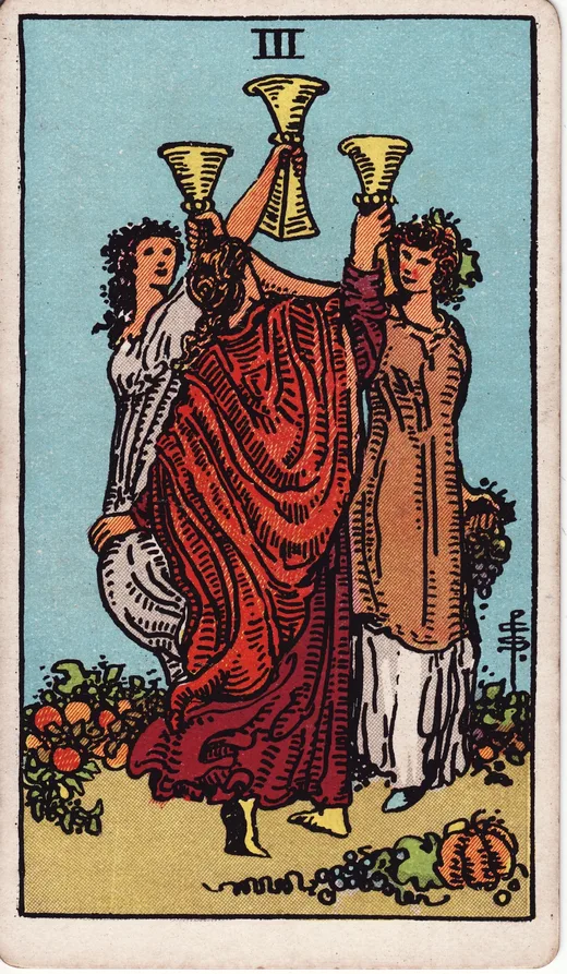 Three of Cups tarot card (Rider-Waite-Smith)