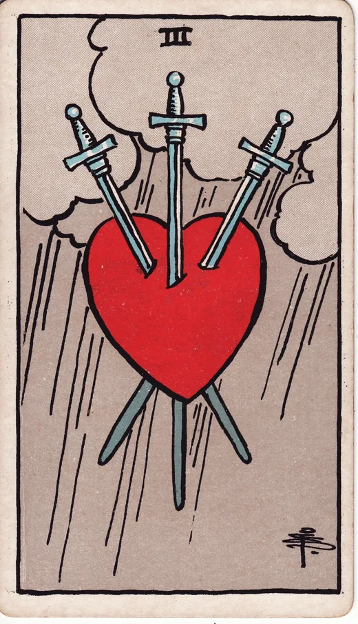 Three of Swords tarot card (Rider-Waite-Smith)