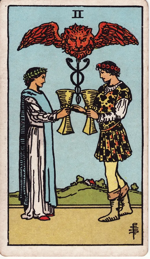 Two of Cups tarot card (Rider-Waite-Smith)