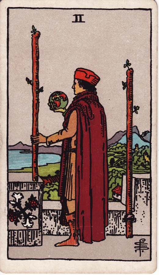 Two of Wands tarot card (Rider-Waite-Smith)